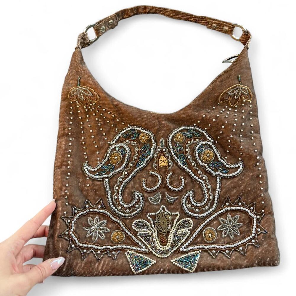 Vintage aldo nylon beaded y2k chocolate brown boho